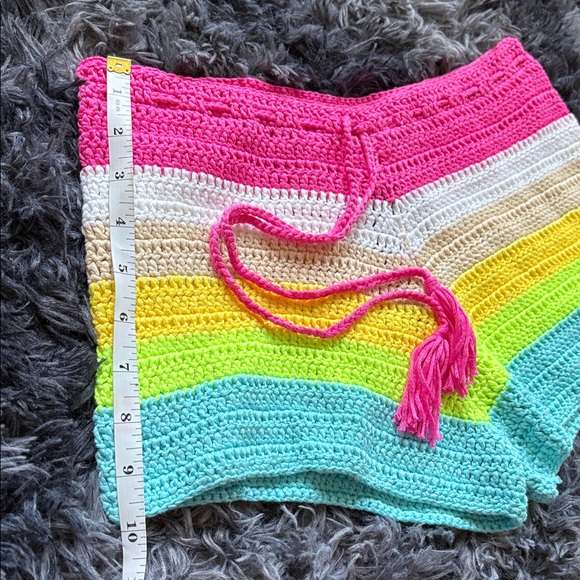 Crochet Rainbow Shorts with Adjustable Drawstring Waist- Size Medium (NWT) - Picture 3 of 7